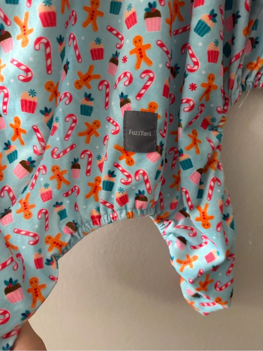 Christmas Print Dog Onesie Pajama - Light Blue with Red Trim